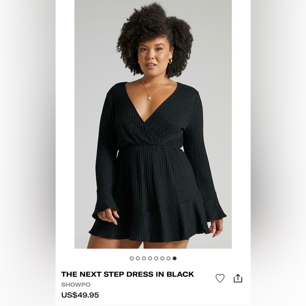 SHOWPO black long sleeve mini dress size 16